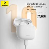 Écouteurs sans fil Baseus W04+PRO, écouteurs BT d'occasion de haute qualité avec étui de charge, réduction du bruit pour la musique et les appels