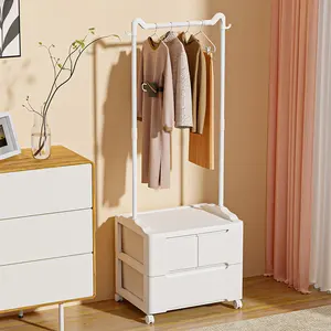 Factory Direct White Hanger Strong and Durable PP+ Carbon Steel Material Clothes Racks & Rails with Easy Pulleys for Movement