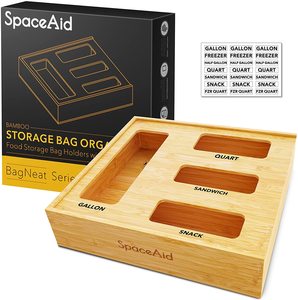 Bamboo Ziplock Bag Storage Organizer for Kitchen Drawer,Openable Top Lids for Food Bag Storage