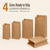 Sac en papier kraft écologique recyclé pour bougies, restauration rapide et plats à emporter, avec soufflet latéral et fond en V pour frites et poulet frit, 4 tailles