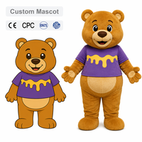 Costume de mascotte d'ours brodé sur mesure, corps entier, peluche super douce en coton PP, anti-stress, pour événements d'anniversaire, promotion, OEM, ODM, EN71
