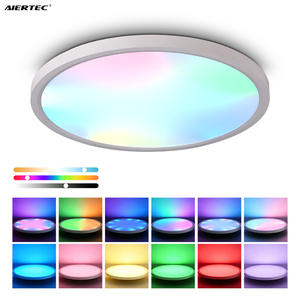 โคมไฟเพดาน LED อัจฉริยะทรงกลมบางเฉียบ ขนาด 12 นิ้ว RGB สำหรับตกแต่งบ้านสมัยใหม่ เหมาะสำหรับห้องนอนและห้องนั่งเล่น - Product Image 1