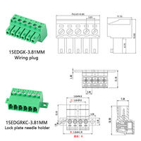 Connecteur RS 15EDGK-3.81MM+15EDGRKC-3.81MM, prise mâle-femelle enfichable sans soudure, à joint bout à bout, avec contacts en cuivre