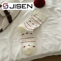 Chaussettes transparentes créatives personnalisées à motif de dessin animé, chaussettes de Noël pour femmes, motif neige et cœur, vente en gros, haute qualité