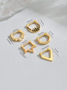 Anneau nasal tendance en acier inoxydable en forme de fer à cheval avec placage argent/or, unisexe, pour le nez et les oreilles, designs triangulaires/en forme de <span class=keywords><strong>D</strong></span> - Product Image 5