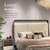 Lit King Size sur mesure de luxe moderne avec cadre en acier inoxydable, écologique, haut de gamme, solution tout-en-un