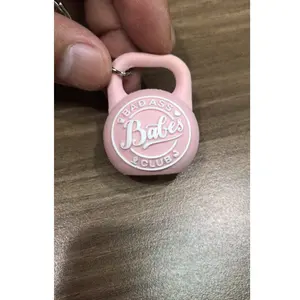 CrossFit fitness keychain pink pantone color custom 3D shape kettlebell keychain soft pvc rubber silicone
