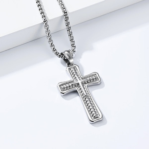 yunnique retro spiral cross necklace, men's niche punk style <b>titanium</b> steel non-fading jewelry, Dongguan manufactur - Product Image 4