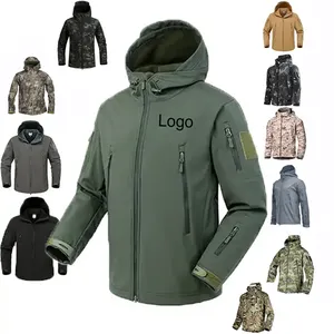 Men's Tactical Camouflage Softshell Hoody Waterproof Outdoor Hiking Camping Bomber Soft Jacket