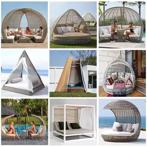 سرير استلقاء خارجي قابل للطي بتصميم عصري من الراتان السميك مع ظهر مجنح للاستخدام في الفيلات وحمامات السباحة - Product Image 5