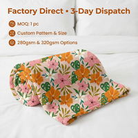 Couverture florale moderne à tons chauds, vente en gros directe d'usine, utilisable en toutes saisons, emballée sous vide dans un sac OPP, style vintage pour les fêtes