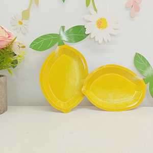 ชุดอุปกรณ์จัดงานวันเกิดเด็ก DAMAI สีเหลืองลายเลมอน จานผลไม้ ชุดภาชนะใช้แล้วทิ้ง จานกระดาษลายเลมอน แก้ว กระดาษเช็ดปาก - Product Image 2