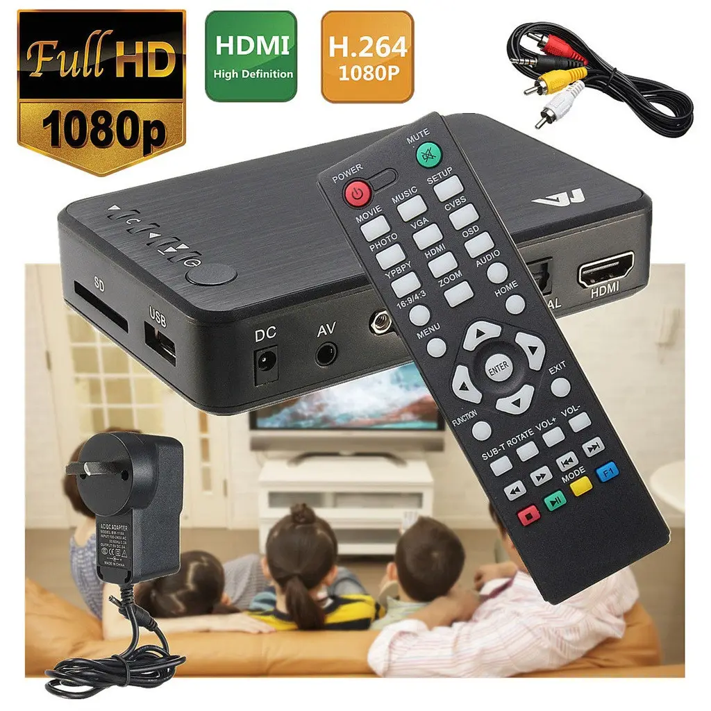 ร้อน Full HD เครื่องเล่นสื่อสนับสนุนการ์ด SD USB ดิสก์ MP3 MP4 1080จุดเครื่องเล่นวิดีโอ HDD มัลติมีเดียโฆษณาผู้เล่น