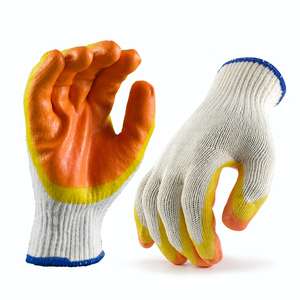 Coated <b>Glove</b> Custom Palm Protection Working Rubber Hand Double Latex Poly Cotton 10 Gauge Personal Care Yellow Comfortable ANMAY - Product Image 1