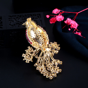Retro exquisito pájaro Fénix brillante circonita cúbica chapado en oro broche Pin para mujer accesorios de joyería de fiesta de noche - Product Image 5