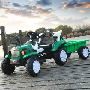 Tractor eléctrico de doble tracción para niños, camión de basura accionado por batería con luces y música, Pedal de remolque, coche, 6 ruedas, gran oferta