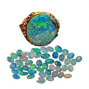Opale naturelle d'Éthiopie Welo, cabochon ovale, lot 9x7mm, gemme à feu blanc, certifiée par un tiers pour la fabrication de bijoux - Product Image 4