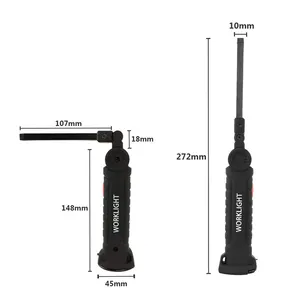 Lampe de travail LED COB Rotation à 360 degrés USB Rechargeable Anti-dérapant Inspection de voiture Lampe de travail sans fil avec aimant et crochet