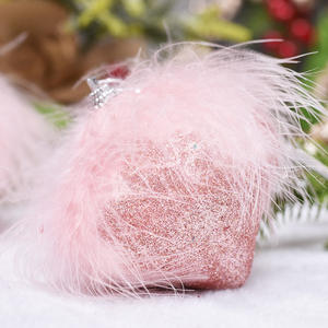 Marabout rose naturel <span class=keywords><strong>plume</strong></span> de dinde <span class=keywords><strong>boule</strong></span> de noël pour arbre de noël ornement Festival automne décor fête vacances approvisionnement cadeaux artisanat - Product Image 2