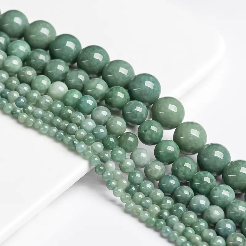 Jadéite naturelle grand trou perles rondes bricolage bracelet collier matériaux manuels usine vente en gros