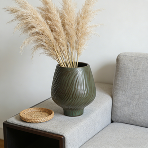 <span class=keywords><strong>Vaso</strong></span> in Ceramica Verde Oliva Semi-Opaco Stile Wabi-sabi, <span class=keywords><strong>Vaso</strong></span> Scultoreo in Ceramica Verde Muschio Intagliato a Mano, <span class=keywords><strong>Vaso</strong></span> <span class=keywords><strong>per</strong></span> Fiori Secchi - Product Image 4