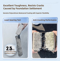 Revêtement imperméable en polyuréthane hautement élastique pour toiture, piscine, sous-sol, peinture imperméable PU anti-fissures sans joint