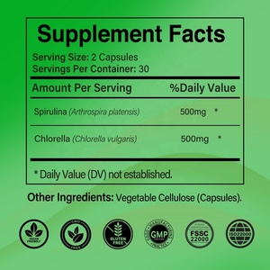Compléments alimentaires végétaliens super-aliments verts à la spiruline et à la chlorelle en capsules, vente chaude OEM ODM - Product Image 5