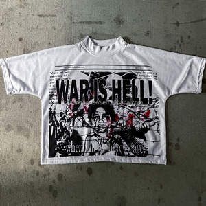 <span class=keywords><strong>T</strong></span>-shirt in cotone con grafica streetwear, personalizzabile, alla moda, primaverile, taglio cropped, stampa DTG, oversize, da uomo - Product Image 1