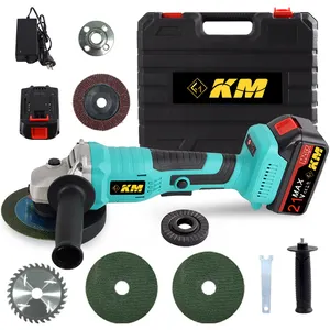 KM Factory Wholesale Rechargeable Lithium Cordless Power Tools Kit Portable Electric Angle Grinder For Wood and Metal Cutting