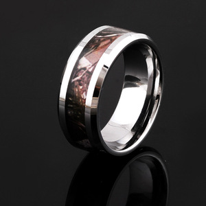 <b>Tungsten</b> Steel Men's Ring 8MM Camouflage Inlay Unisex Fashion Jewelry Gift - Product Image 4