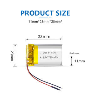 Fábrica de alta seguridad 3,7 V/720mAh Bolsa recargable Baterías de iones de litio Serie 112328 - Product Image 3