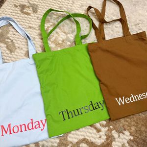 Bolsa de Mano Personalizada con Impresión de Días de la Semana, Bolsa de Compras Ligera de Lona, Bolsas de Compras Ecológicas, Bolsa de Tela Simple - Product Image 6
