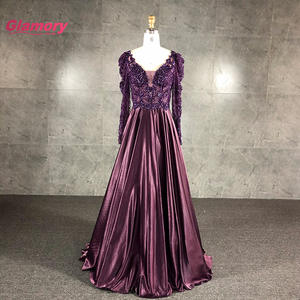 ชุดเดรสยาวสำหรับผู้หญิงอ้วนชุด<span class=keywords><strong>เด</strong></span><span class=keywords><strong>รส</strong></span><span class=keywords><strong>ผ้า</strong></span><span class=keywords><strong>ซาติน</strong></span>ทรงเอไลน์แขนสีม่วงสุดหรูสำหรับงานราตรี - Product Image 1