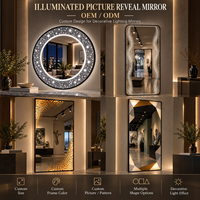 Miroir sur pied LED personnalisé avec motif lumineux géométrique, miroir mural décoratif pour dressing et magasin de vêtements
