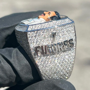 Мужское кольцо из муассанита в стиле хип-хоп с портретом, кольцо с бриллиантами, ювелирное изделие из эмалированной фольги, кольцо из стерлингового серебра с 925 муассанитом - Product Image 5