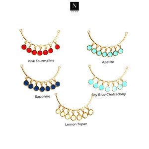 Candelabro hecho a mano Iolite Stone Latón Tiny 48 MM Colgante de piedras preciosas chapado en oro - Product Image 6