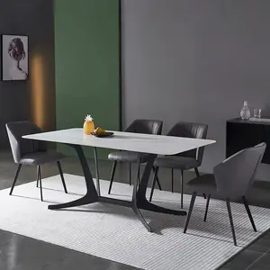 现代意大利白色大理石石材餐桌餐厅餐桌豪华客房设计家具