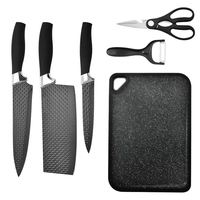 Juego de Cuchillos de Cocina de 6 Piezas Tc, Juego de Cuchillos de Cocina Profesionales, Cuchillo para Verduras y Frutas, Tijeras de Cocina con Tabla de Cortar