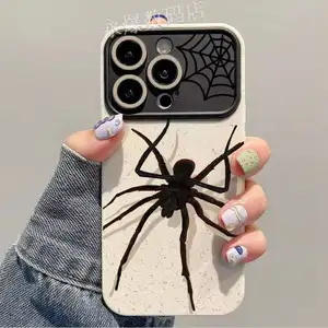 スパイダー手描きクールApple14Pro大型ウィンドウ電話ケースiPhone13フルパッケージ12クリエイティブアンチドロップソフト