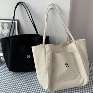 Bolsa de Lona Nueva para Mujer, de un Solo Hombro, Simple, de Gran Capacidad, para Estudiantes, de Tela Gruesa - Product Image 1