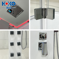 Cabine de douche à jets rectangulaire de luxe HOKO, verre trempé, lumières LED, cadre en aluminium, salle de bain carrée, salle de bain à vapeur