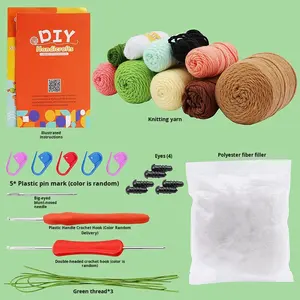 Kit <span class=keywords><strong>de</strong></span> crochet Amigurumi DIY pour débutants avec motif <span class=keywords><strong>de</strong></span> poupée d'animal mignon, instructions en anglais et tutoriels vidéo - Product Image 3