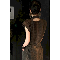 Ensemble élégant et sophistiqué de style vintage, veste amincissante à découpe croisée et pantalon large, tenue d'été respirante haut de gamme pour femmes, deux pièces