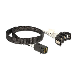 Cavo interno HD Mini SAS (SFF-8643 Host) <span class=keywords><strong>a</strong></span> 4x SATA (Target), con cavo di alimentazione Dupont 2.5 24Pin, <span class=keywords><strong>0</strong></span>,5 m - Product Image 6
