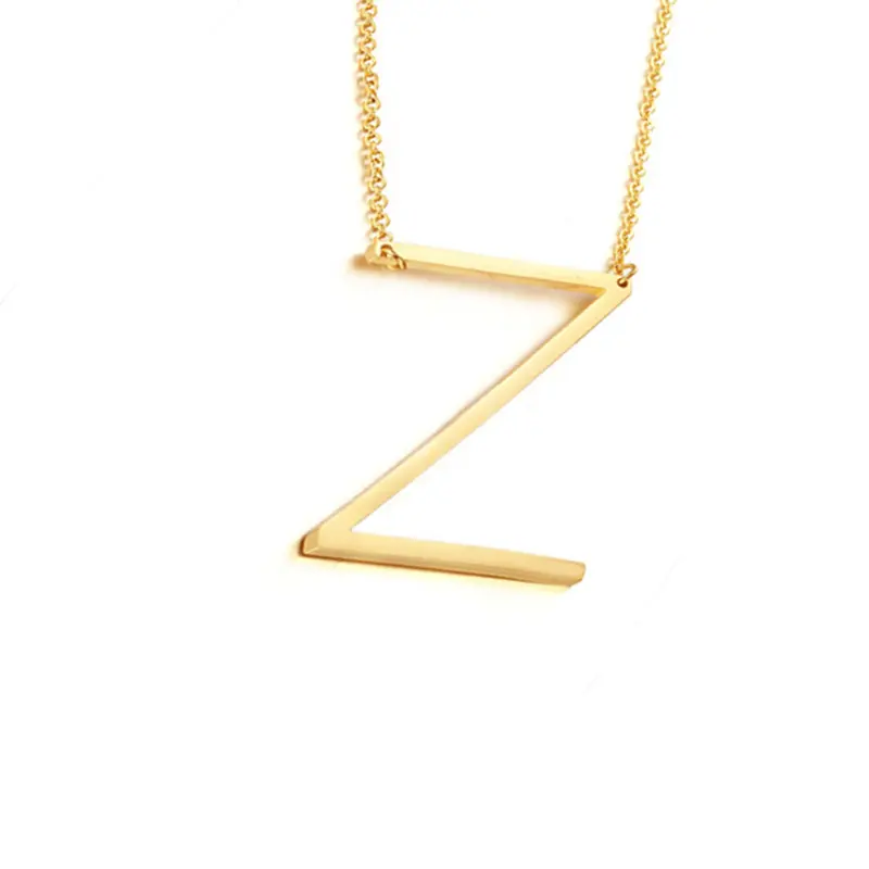 A-Z grande lettere iniziali placcato oro alfabeto in acciaio inox catena di fascino 26 lettere grande collana
