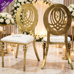 China Manufacturer Luxury Stainless Steel Golden White Event Pasty Wedding Banquet <b>Dining</b> <b>Chair</b> - Product Image 1