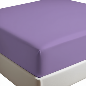 Drap-housse 100% coton couleur lilas, taille Queen française 160x200cm - Product Image 3