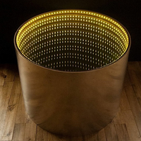 Table basse LED Infinity moderne en verre trempé éclairé avec télécommande pour bar à domicile et usage commercial