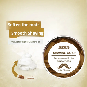 Savon à raser nettoyant pour le visage au bois de santal pour hommes, mousse adoucissante et raffermissante pour le soin de la barbe, 110g, emballage en boîte en aluminium - Product Image 1