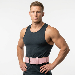 SAAR INDUSTRIES Unisex Light Pink Genuine Leather Strong Weightlifting <b>Belt</b> Adjustable Buckle Non-Slip Heavy Duty <b>Plus</b> Training - Product Image 1